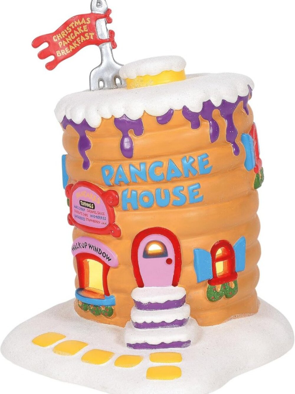 Whoville Pancake House Lit Building - 8.25 Inch Porcelain Grinch Village Decor